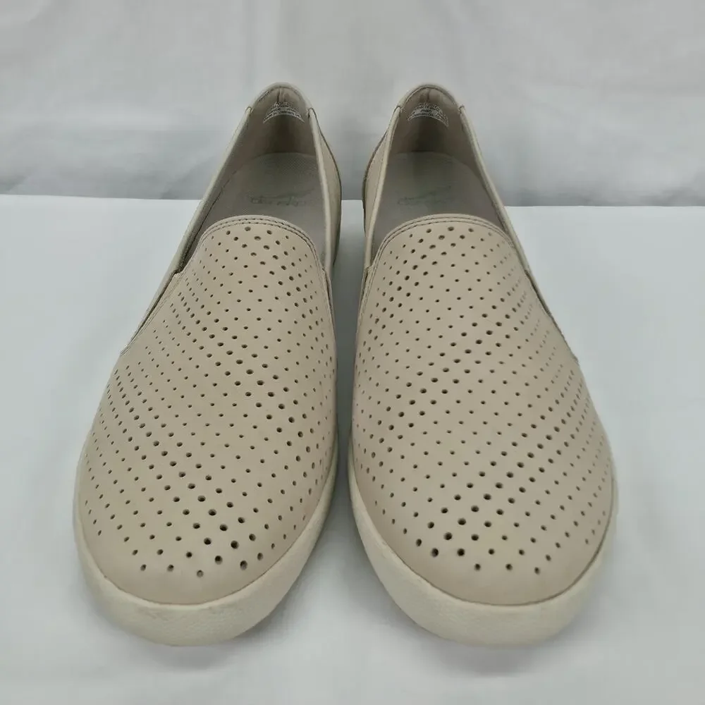 Dansko Odina Slip On Comfort Shoe Perforated Cream Nubuck Leather US 11
